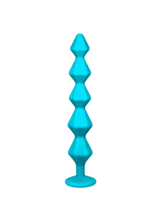 Бирюзовая анальная цепочка с кристаллом Chummy - 16 см. от Intimcat