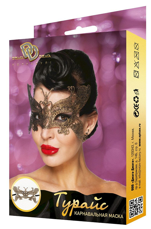 Золотистая карнавальная маска  Турайс от Intimcat