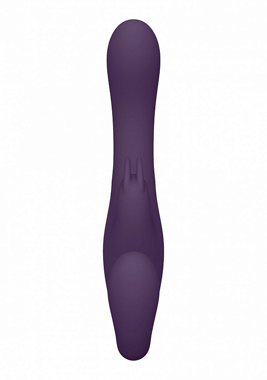 Фиолетовый безремневой вибрострапон Suki со стимулятором клитора - 22 см. от Intimcat