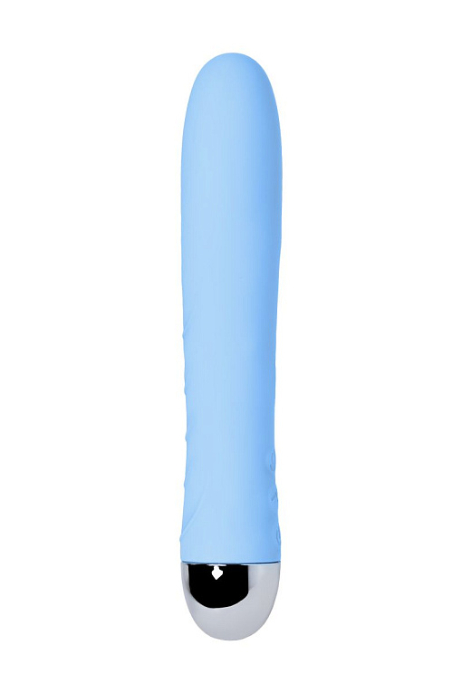 Голубой силиконовый вибратор с функцией нагрева и пульсирующими шариками FAHRENHEIT - 19 см. ToyFa