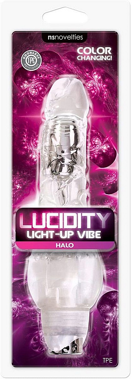 Прозрачный вибратор-реалистик Lucidity Halo Light Up Vibe - 23 см. - термопластичный эластомер (TPE)