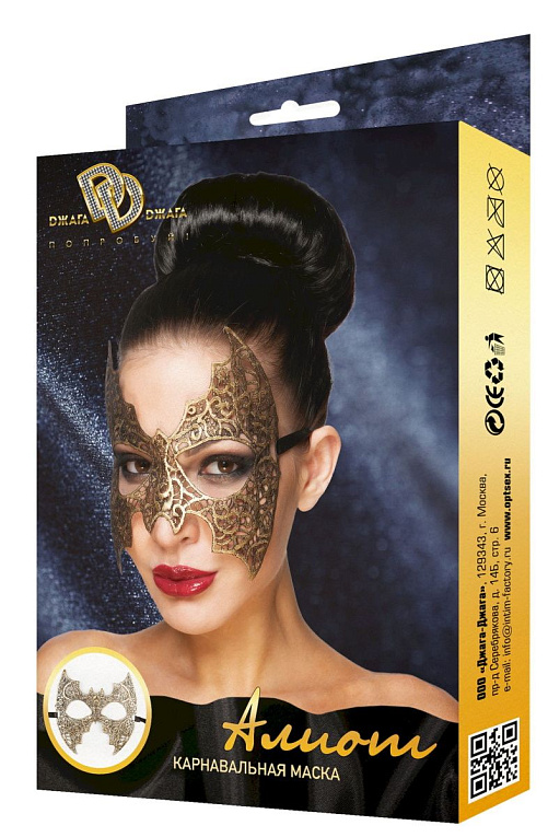 Золотистая карнавальная маска  Алиот от Intimcat
