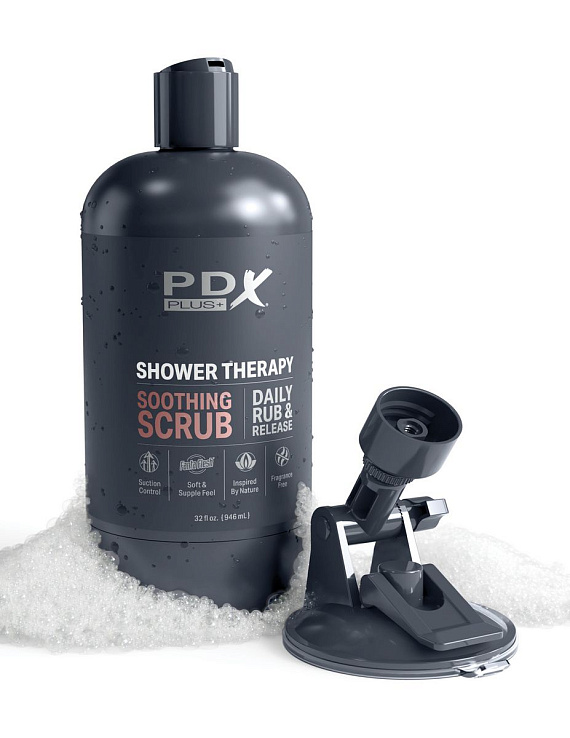 Мастурбатор-вагина цвета карамели Shower Therapy Soothing Scrub - фото 5