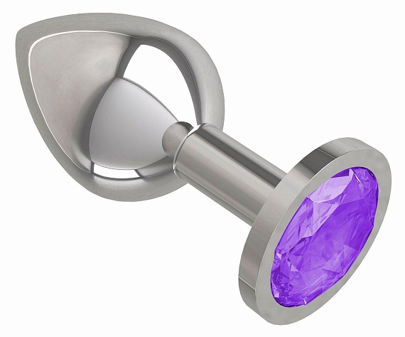 Серебристая средняя пробка с фиолетовым кристаллом - 8,5 см. - металл