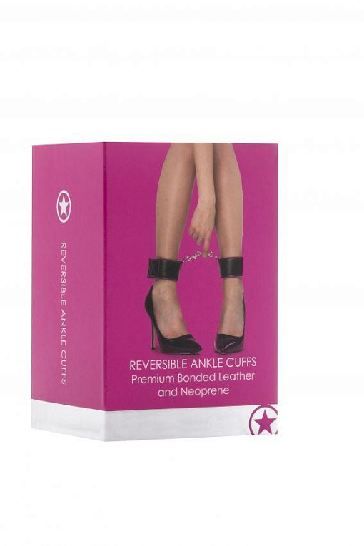 Чёрно-розовые двусторонние оковы на ноги Reversible Ankle Cuffs Shots Media BV