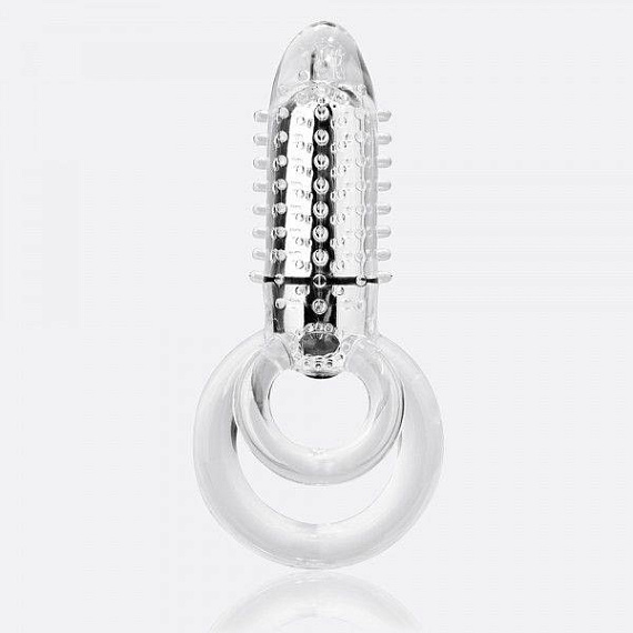 Прозрачное эрекционное кольцо с вибрацией DOUBLE O 8 CLEAR - силикон