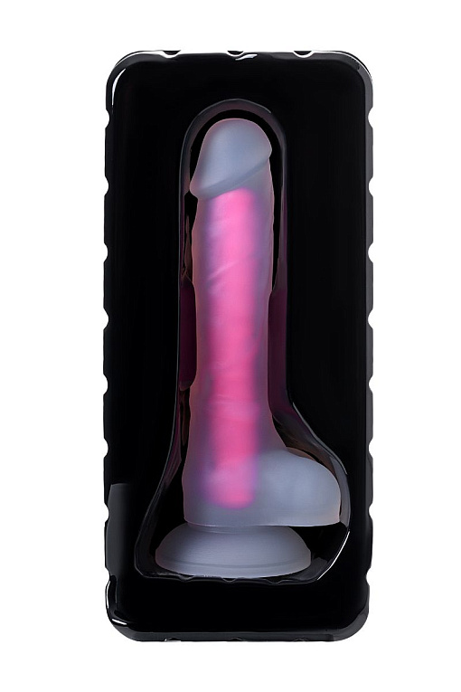 Прозрачно-розовый фаллоимитатор, светящийся в темноте, James Glow - 18 см. - фото 6