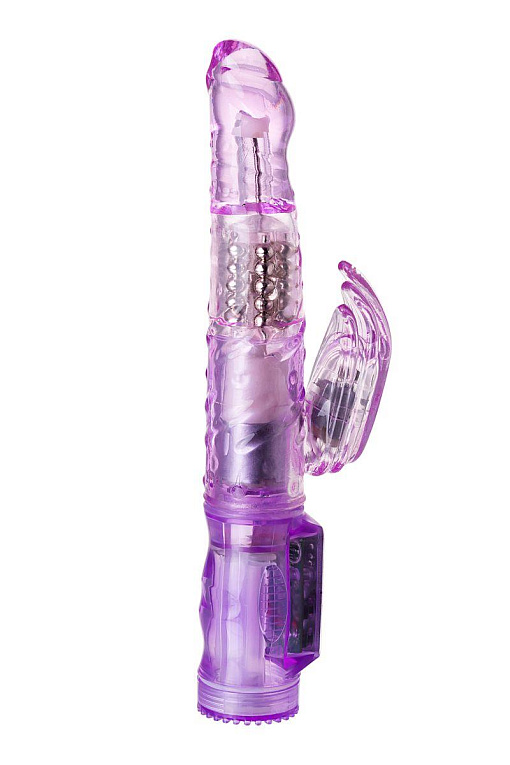 Фиолетовый вибратор High-Tech fantasy с клиторальным лепестком - 21 см. A-toys