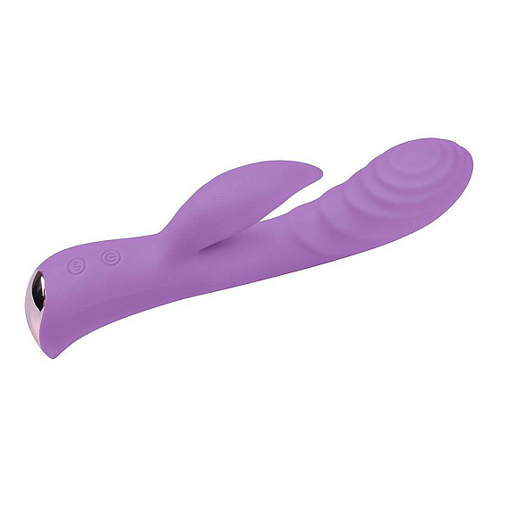 Фиолетовый вибромассажер-кролик 5  Silicone Ripple Passion - 19,1 см. от Intimcat