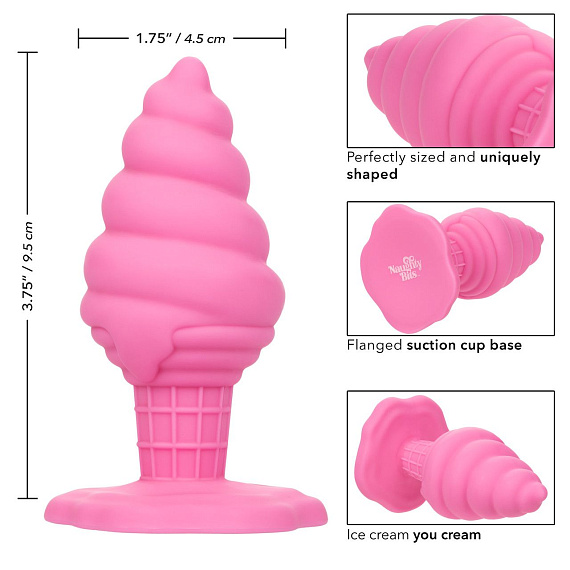 Розовая анальная пробка в виде мороженого Yum Bum Ice Cream Cone Butt Plug - 9,5 см. - фото 5