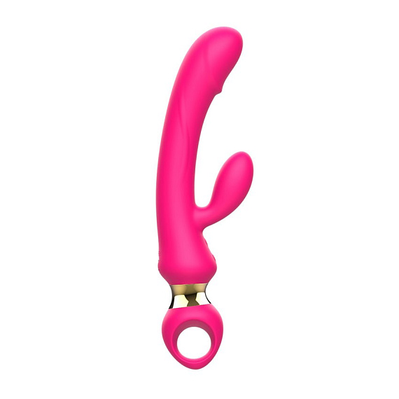 Розовый вибратор-кролик с ручкой-кольцом - 24,6 см. от Intimcat