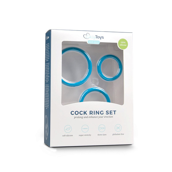 Набор из 3 голубых эрекционных колец Cock Ring Set - силикон