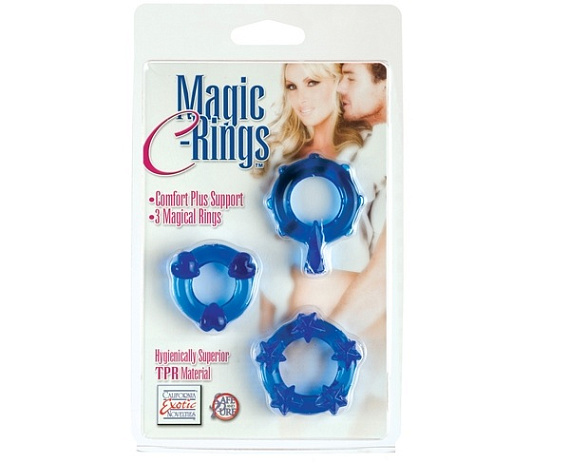 Набор из 3 синих эрекционных колечек Magic C-Rings - термопластичная резина (TPR)