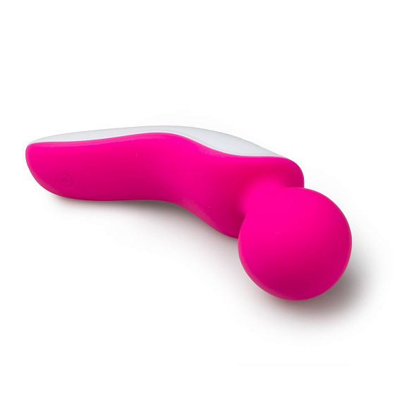Розово-белый вибромассажер Easytoys Mini Wand Massager - анодированный пластик, силикон