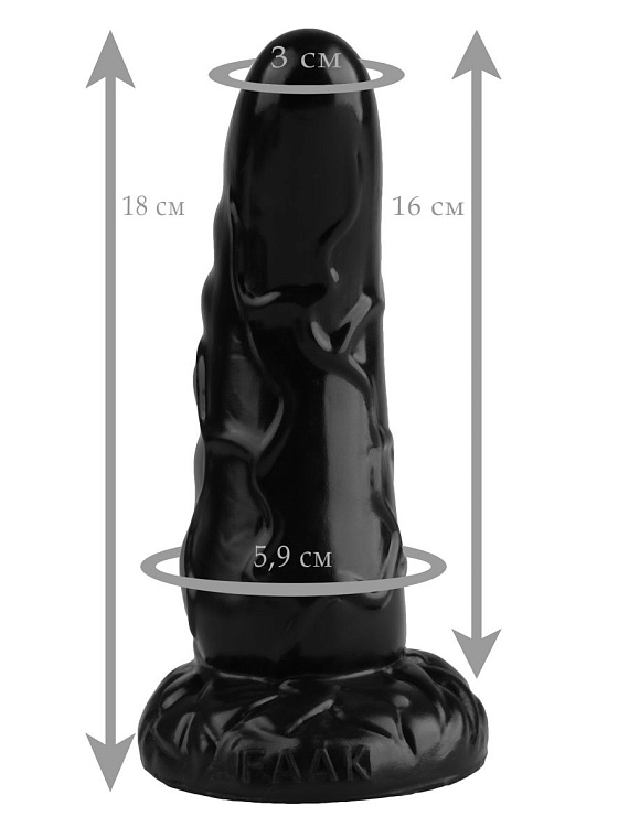 Черная анальная втулка с венками - 18 см. - эластомер (полиэтилен гель)