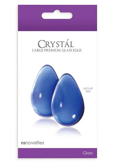 Большие синие стеклянные вагинальные шарики Crystal Kegel Eggs