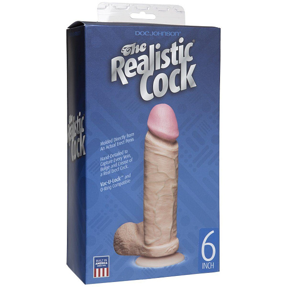 Фаллоимитатор на присоске The Realistic Cock 6” with Removable Vac-U-Lock Suction Cup - 17,3 см. от Intimcat