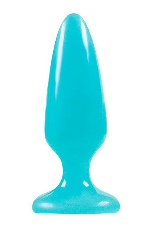 Голубая, светящаяся в темноте анальная пробка Firefly Pleasure Plug Medium - 12,7 см. - термопластичный эластомер (TPE)