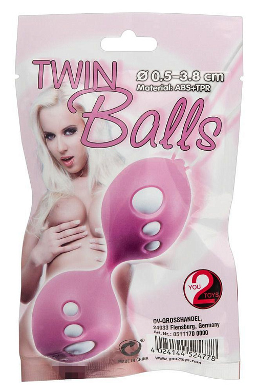Розовые вагинальные шарики Twin Balls - Термопластичная резина (TPR)