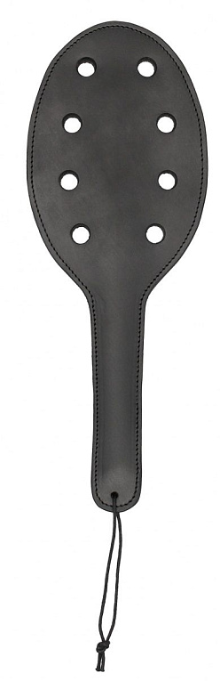 Черная шлепалка Saddle Leather Paddle With 8 Holes - 40 см. - натуральная кожа
