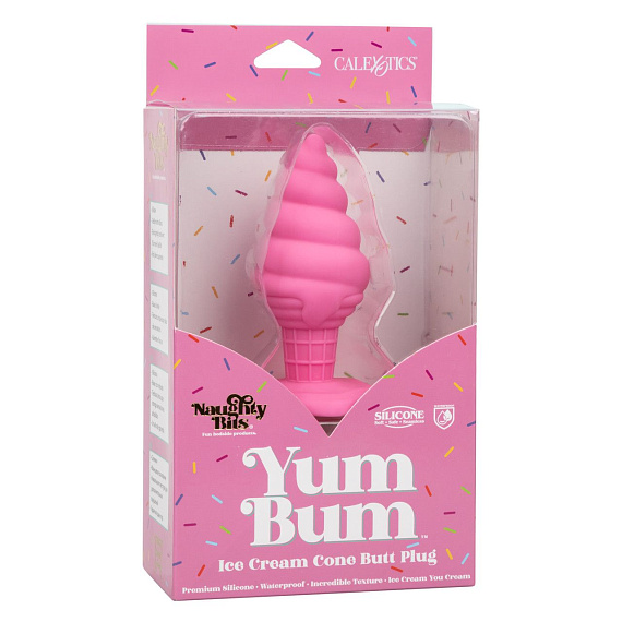 Розовая анальная пробка в виде мороженого Yum Bum Ice Cream Cone Butt Plug - 9,5 см. от Intimcat