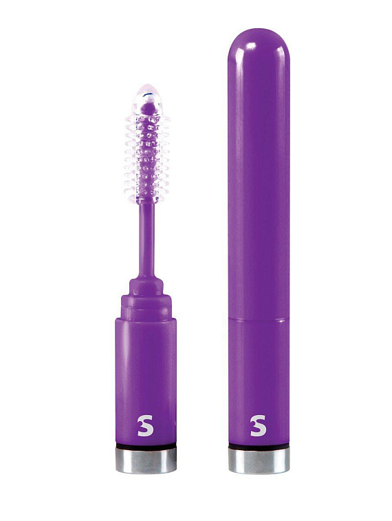Фиолетовый мини-вибратор Eyelash Curler Brush в виде туши для ресниц - 13 см.