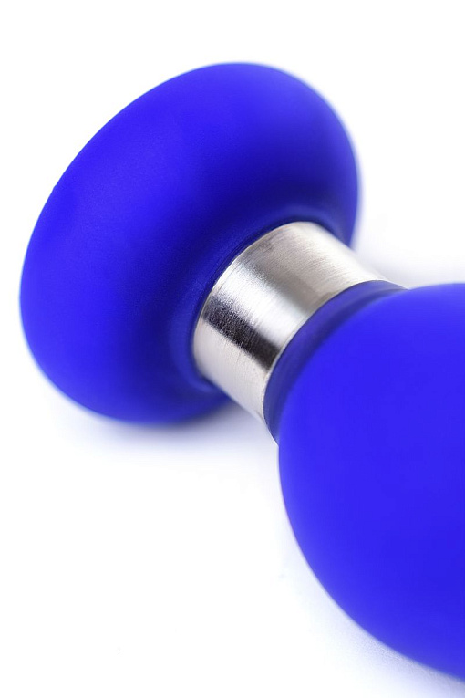Синяя силиконовая анальная втулка с ограничителем - 10 см. - фото 7