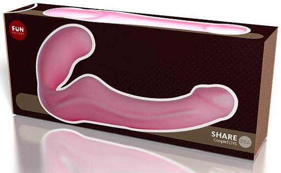 Безремневой розовый страпон Share - силикон