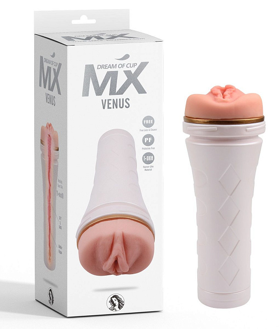 Телесный мастурбатор-вагина в колбе Venus - анодированный пластик, TPE