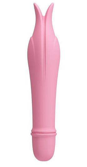 Нежно-розовый миниатюрный вибромассажер Edward с усиками - 14,5 см.