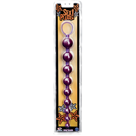 Фиолетовая анальная цепочка Sex Please! Sexy Beads - 27,9 см. - поливинилхлорид (ПВХ, PVC)