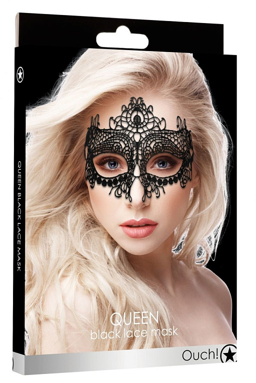Черная кружевная маска на глаза Queen Black Lace Mask от Intimcat