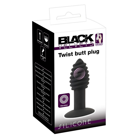 Черная анальная вибропробка Twist Butt Plug - 10,7 см. - силикон