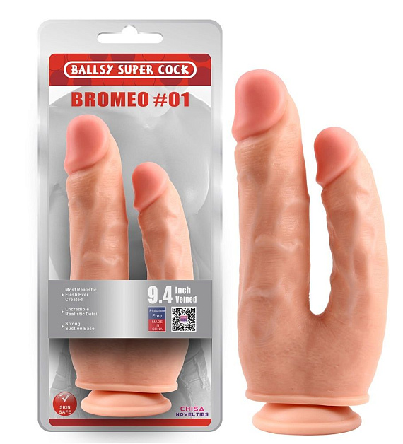 Телесный анально-вагинальный фаллоимитатор Bromeo # 01 - 25 см. - поливинилхлорид (ПВХ, PVC)