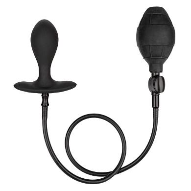 Черная расширяющаяся анальная пробка Weighted Silicone Inflatable Plug M