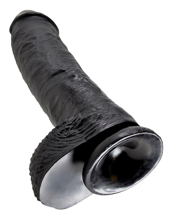 Реалистичный чёрный фаллоимитатор-гигант 10  Cock with Balls - 25,4 см. - фото 5