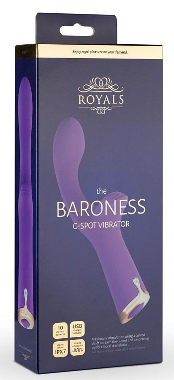 Фиолетовый вибратор The Baroness G-spot Vibrator - 19,5 см. - силикон