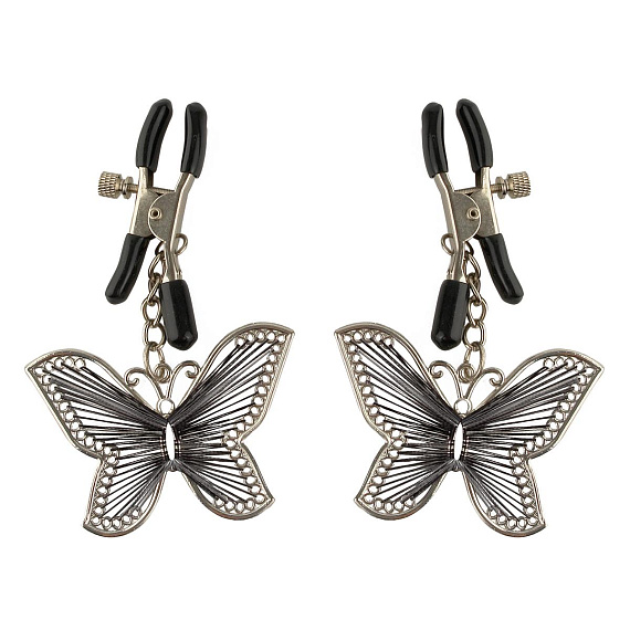 Зажимы на соски с бабочками Butterfly Nipple Clamps - металл
