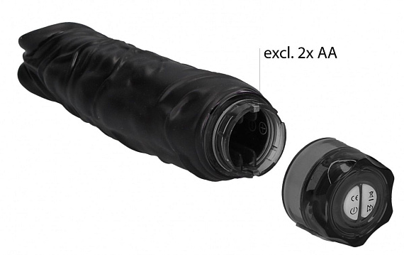 Черный вибромассажер Realisic 10 speed Vibrator - 24 см. - поливинилхлорид (ПВХ, PVC)