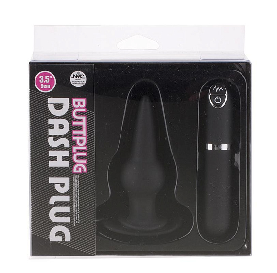 Черная вибровтулка Dash Butt Plug With Mini Controller III - 9 см. - силикон