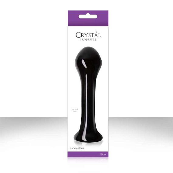 Черный стеклянный анальный стимулятор Crystal Droplets - 14,6 см. от Intimcat