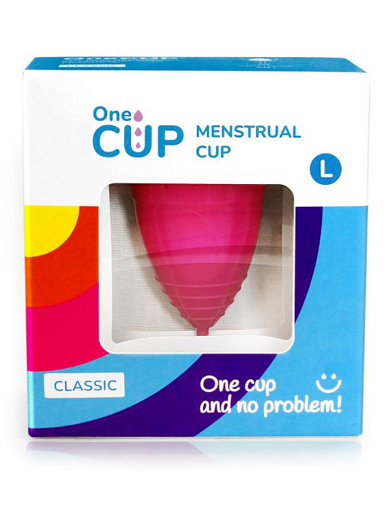 Розовая менструальная чаша OneCUP Classic - размер L - фото 5