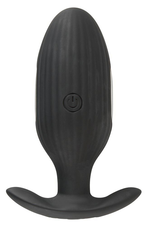 Черная анальная втулка с вибрацией и электростимуляцией Vibrating E-Stim Butt Plug - 9,2 см. - силикон