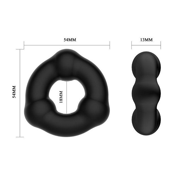 Черное эрекционное кольцо с 3 шариками Baile