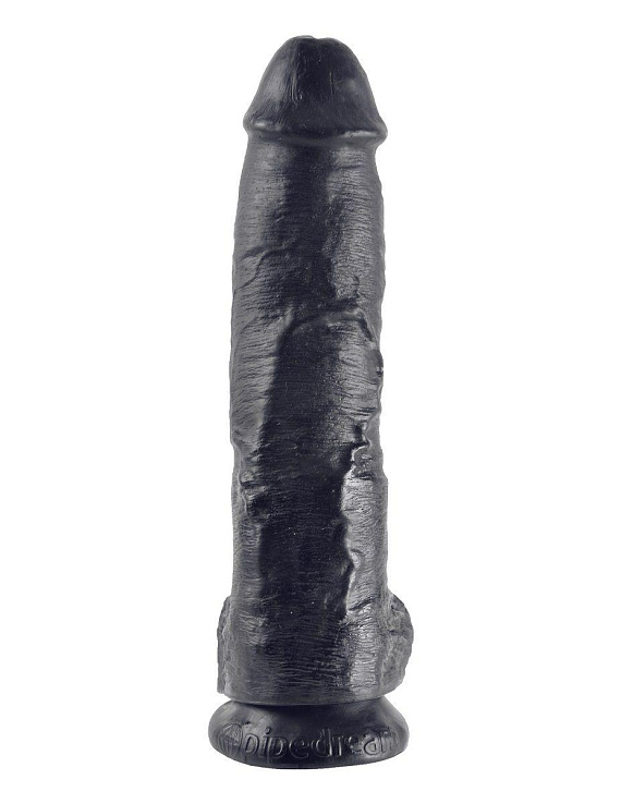 Реалистичный чёрный фаллоимитатор-гигант 10  Cock with Balls - 25,4 см. - поливинилхлорид (ПВХ, PVC)