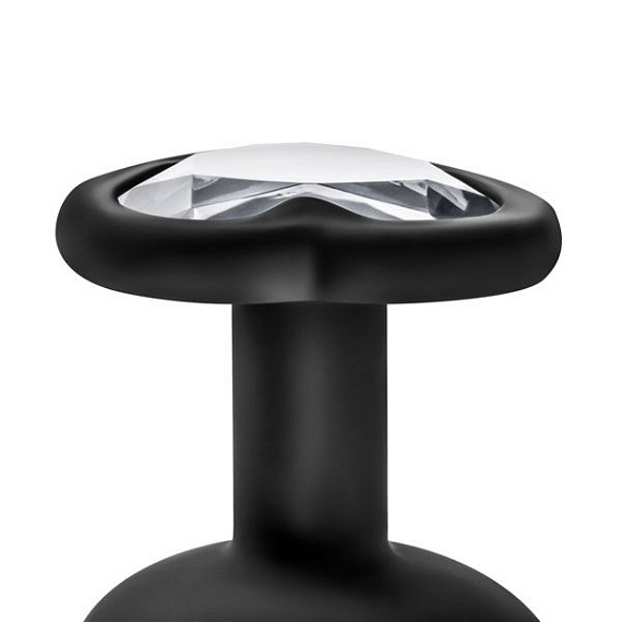 Черная анальная втулка с прозрачным кристаллом Bling Plug Medium - 8,2 см. - фото 6