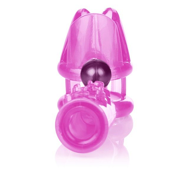 Розовое эрекционное кольцо с вибрацией и стимулятором клитора Hook It Up! Top Loading Beaded Cage Ring - фото 6