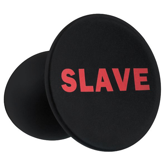 Черная анальная пробка для раба с надписью Slave Plug - 6,4 см. от Intimcat