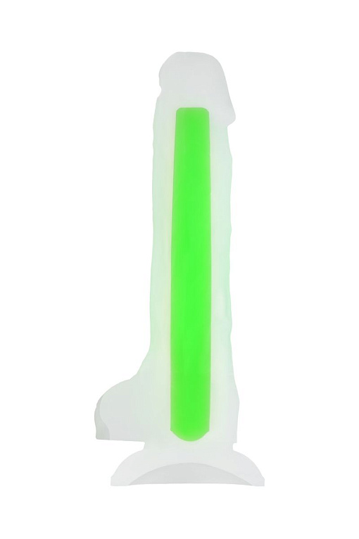 Прозрачно-зеленый фаллоимитатор, светящийся в темноте, Dick Glow - 18 см. - силикон