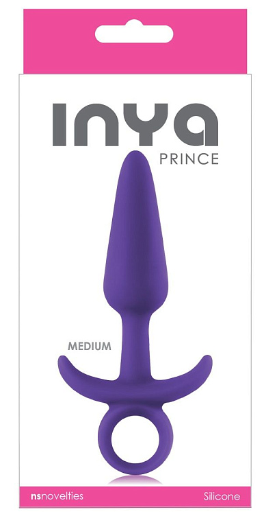 Фиолетовая анальная пробка с держателем INYA Prince Medium - 13 см. - силикон